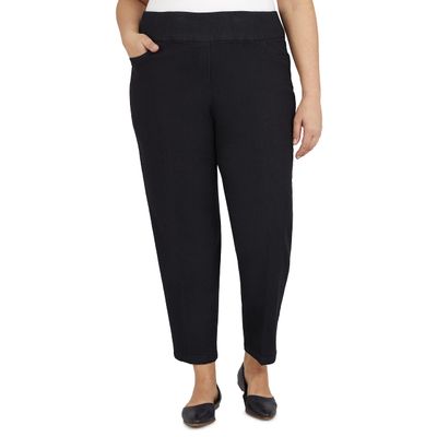 Alfred Dunner Womens Plus-Size Super Stretch Mid- Rise Short Length Casual Pants, Black