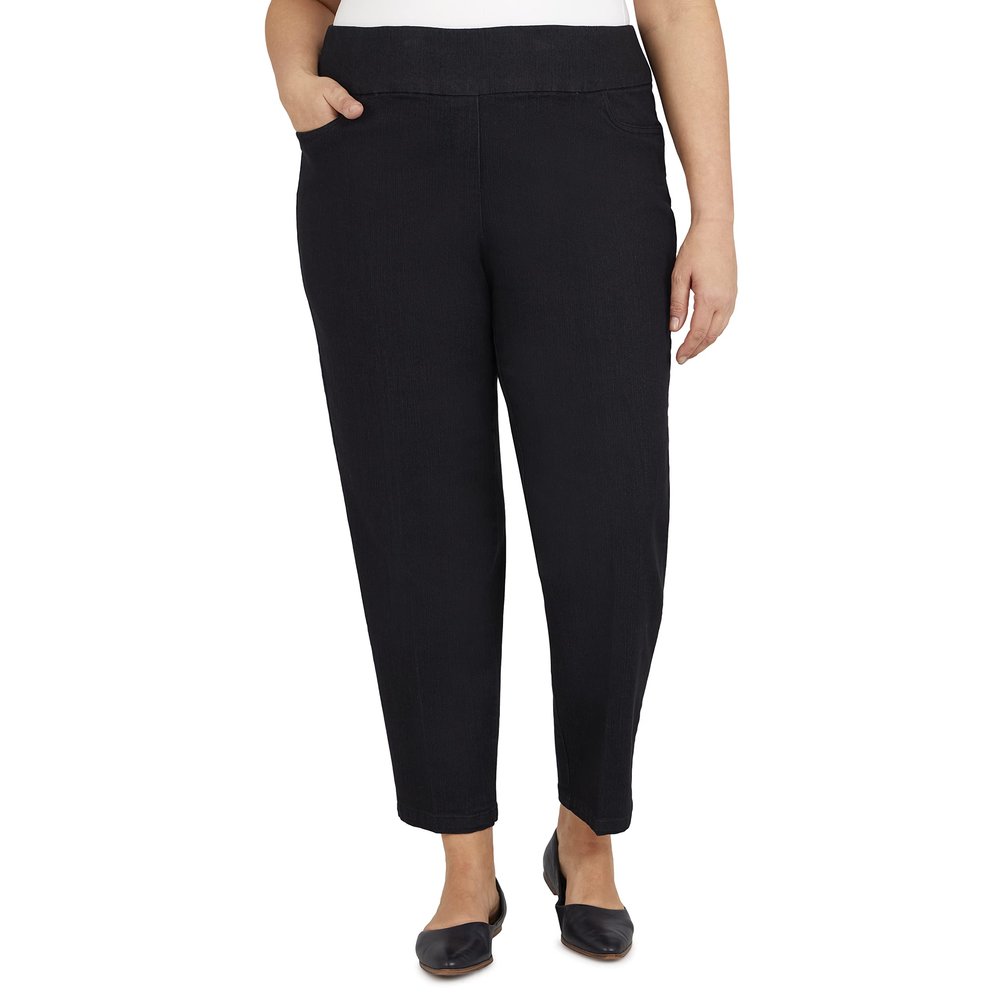 Alfred Dunner Womens Plus-Size Super Stretch Mid- Rise Short Length Casual Pants, Black