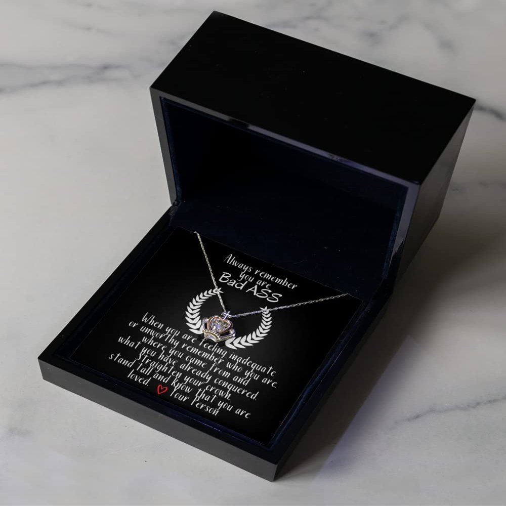 9702355-Crown Pendant Necklace Luxury Box - Bass Ass Bestie Gift, Necklace for Bestie, Gift for Girlfriend, Necklace for Girlfriend, Bad Ass Friend Gi