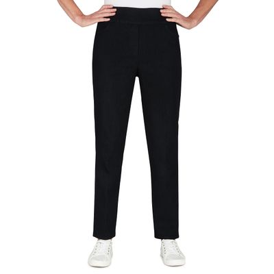 Alfred Dunner Womens Petite Super Stretch Mid- Rise Average Length Pant Black Size 6P