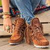 Bcshiye Women Casual Ankle Boots Winter Flat Fringe Mocassion Shoes Suede Tassel Booties Comfy Round Toe Walking Booties view 2