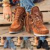 Bcshiye Women Casual Ankle Boots Winter Flat Fringe Mocassion Shoes Suede Tassel Booties Comfy Round Toe Walking Booties view 3