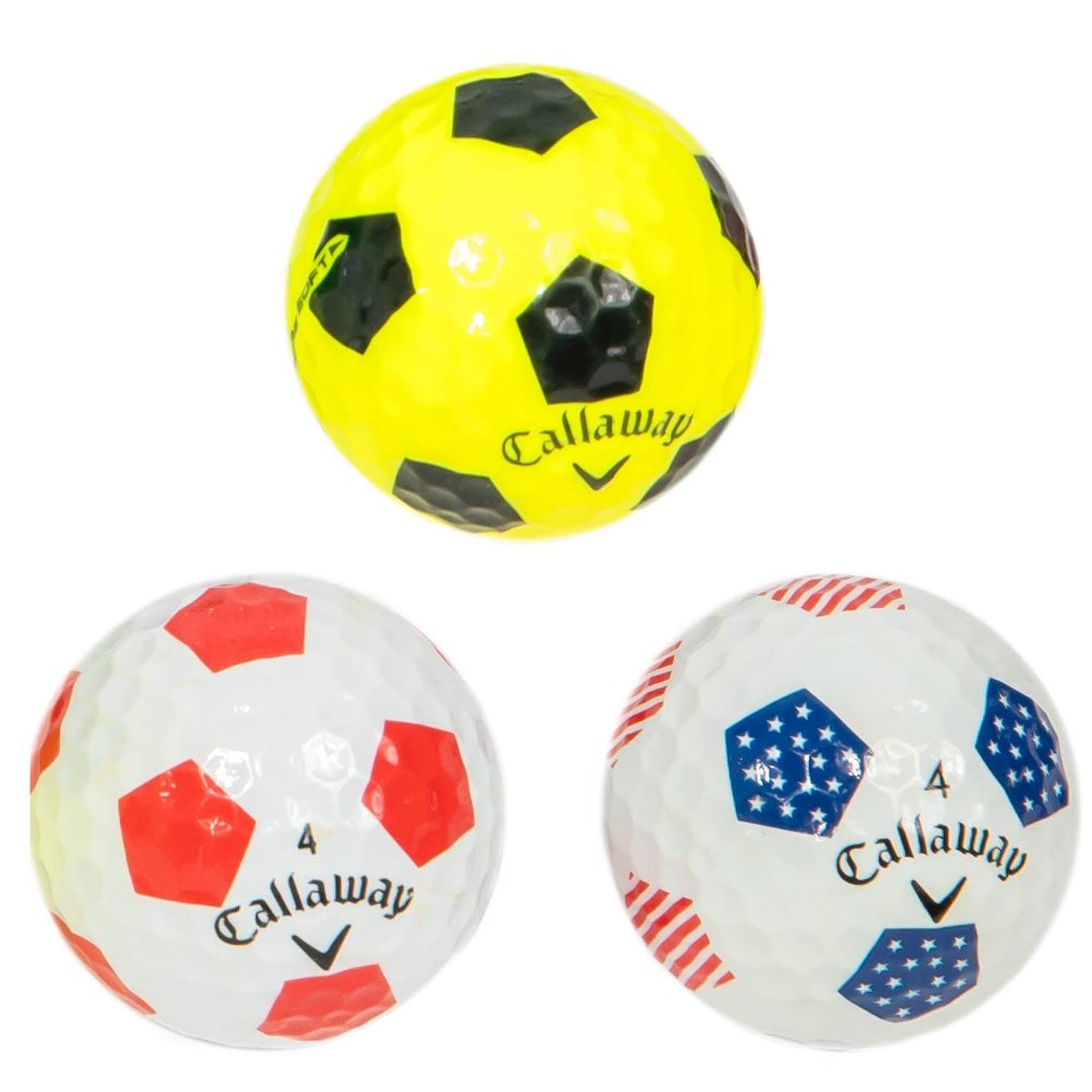Clean Green Golf Balls Recycled & Used for Callaway Truvis Soccer Balls Mix - AAA Good Condition Graded Ball - Includes GolfBalls and Mesh Carrying Bag (3 Golf Balls)