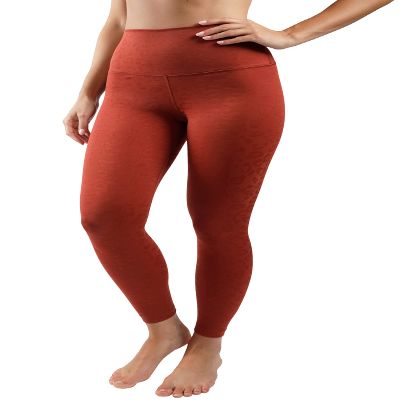 90 Degree By Reflex Performance Activewear - Printed Yoga Leggings - Leopard Burnt Amber Elastic Free - Medium