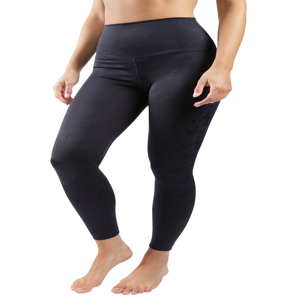 90 Degree By Reflex Performance Activewear - Printed Yoga Leggings - Camo Navy Elastic Free - Small