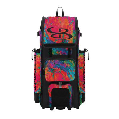 Boombah Rolling Catchers Superpack Baseball/Softball Gear Bag - 23-1/2" x 13-1/2" x 9-1/2" - Lava 3 Multi - Telescopic Handle - Holds 4 Bats - Wheeled Version