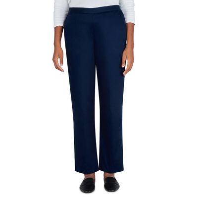 Alfred Dunner Women's Sateen Mid-Rise Straight Leg Short Length Pant Size 8 Navy