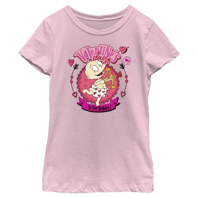 Fifth Sun Rugrats Baby Valentine Girls Short Sleeve Tee Shirt, Light Pink, X-Large