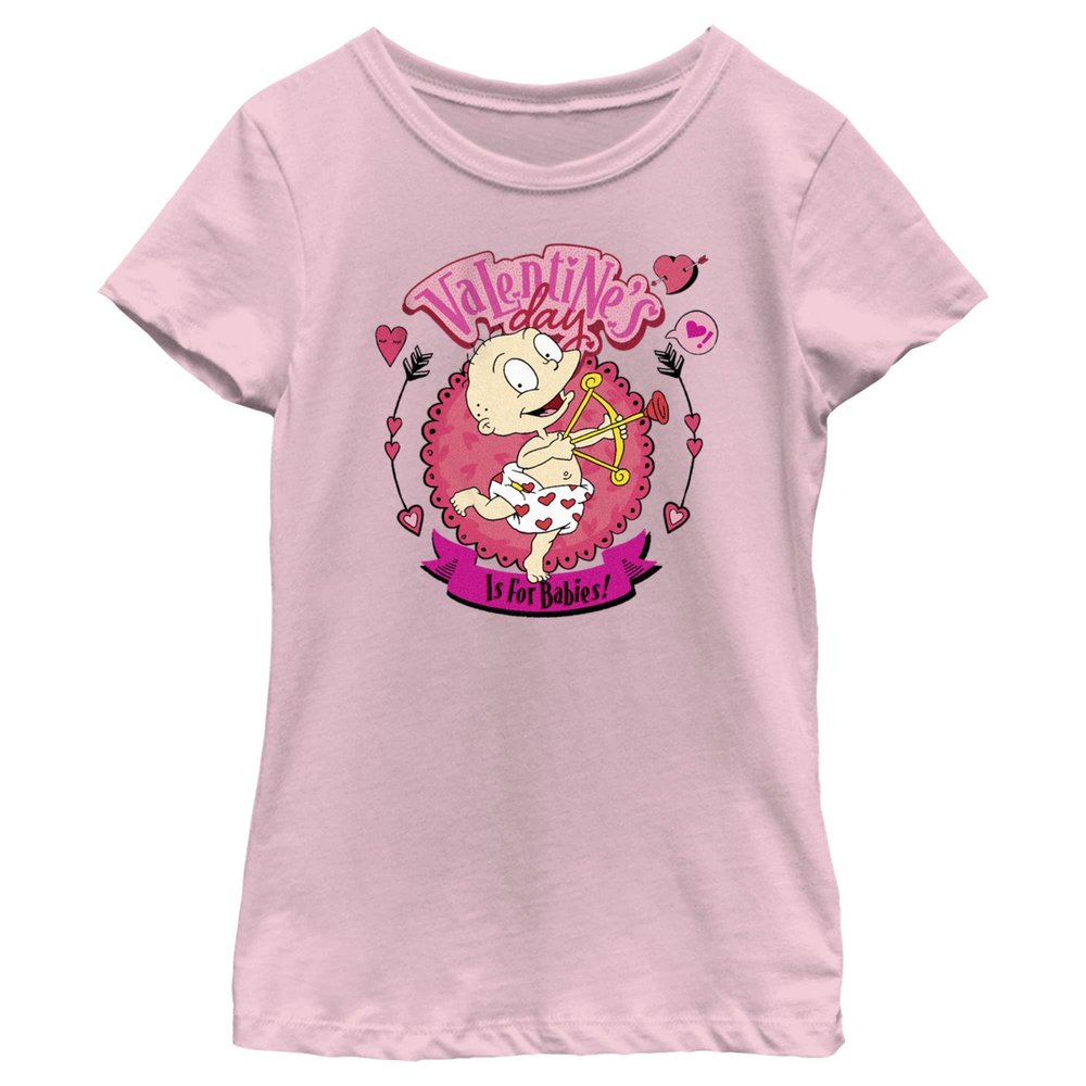 Fifth Sun Rugrats Baby Valentine Girls Short Sleeve Tee Shirt, Light Pink, X-Large