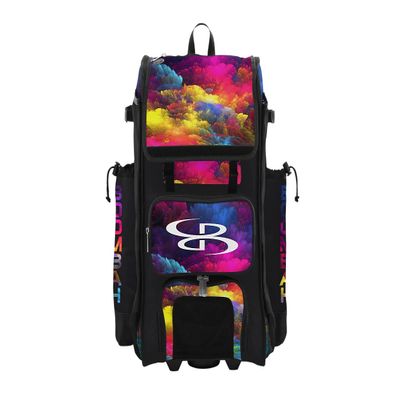 Boombah Rolling Catchers Superpack Baseball/Softball Gear Bag - 23-1/2" x 13-1/2" x 9-1/2" - Burst Multi - Telescopic Handle - Holds 4 Bats - Wheeled Version