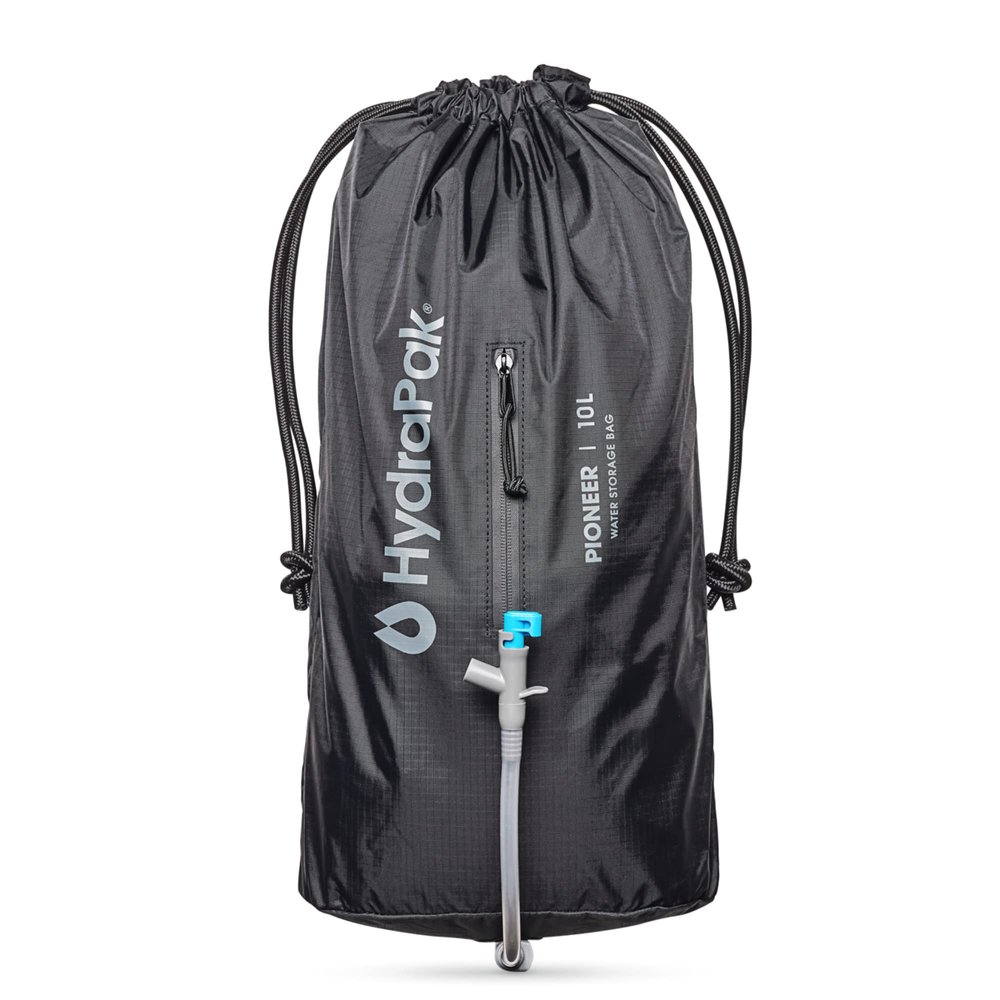 Hydrapak Pioneer - Collapsible Water Storage and Dispensing System (6L or 10L) - BPA & PVC Free Camping Hydration Bladder/Reservoir and Sleeve, Black