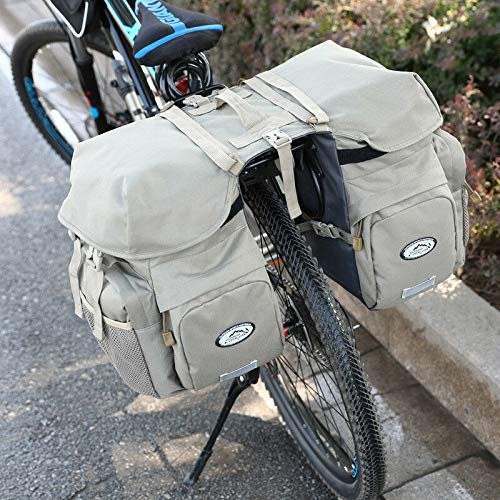 Waterproof Heavy Duty Electric Bike Ebike Bicycle Rear Rack Saddle Bags (Color: Beige)