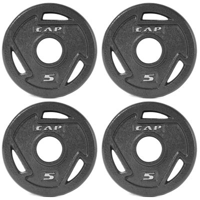 CAP Barbell 2-Inch Olympic Grip Weight Plate, 5 lb, Set of 4, 5 lb, Set of 4 Black (OPHWIS-005)
