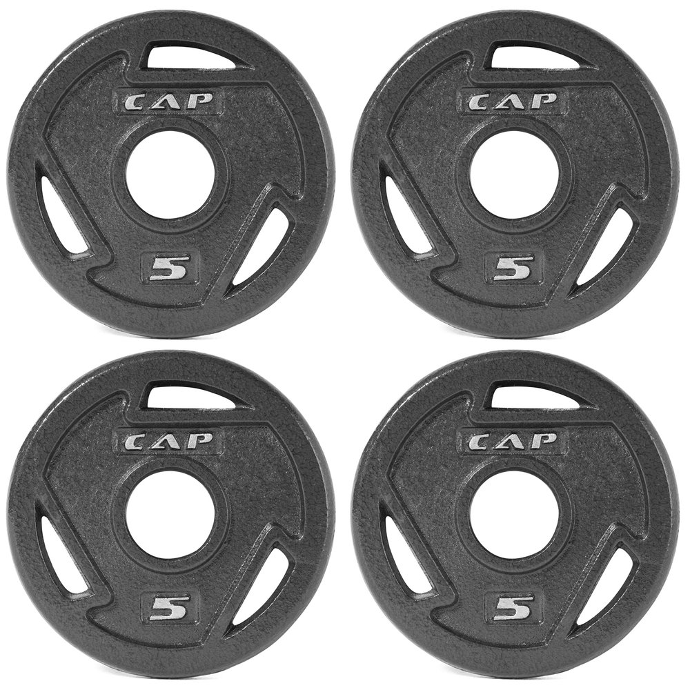 CAP Barbell 2-Inch Olympic Grip Weight Plate, 5 lb, Set of 4, 5 lb, Set of 4 Black (OPHWIS-005)