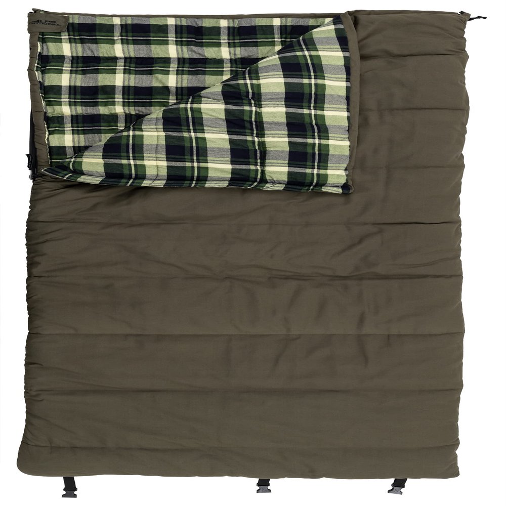 ALPS OutdoorZ Redwood -25 Sleeping Bag, Plaid Flannel Lined, Cotton Canvas/Extreme Cold Weather/Oversized/Extra Warm/TechLoft Insulation