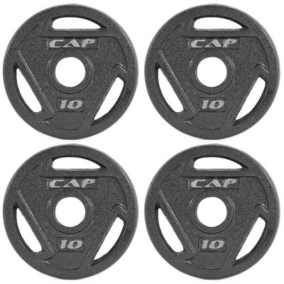 CAP Barbell 10 LB Cast Iron Olympic 2-Inch Grip Weight Plate - Set of 4 | Black