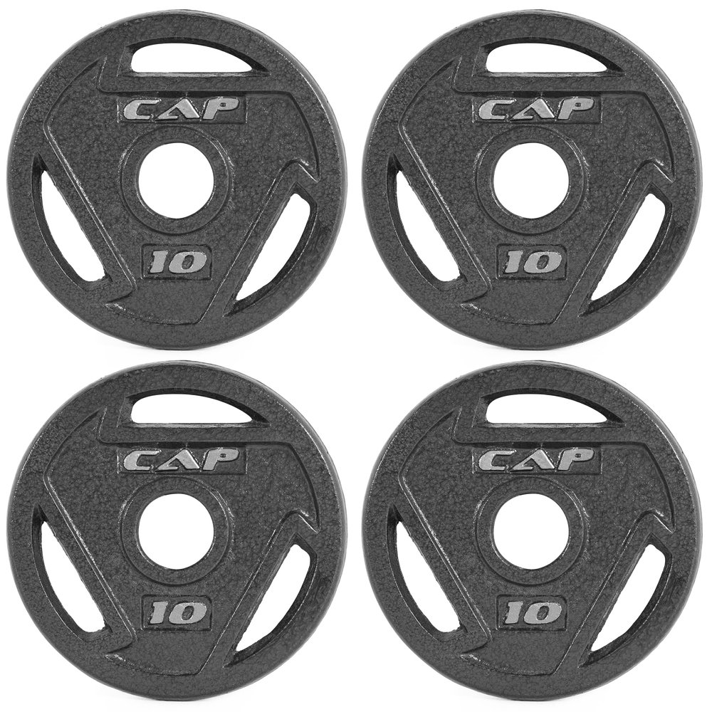 CAP Barbell 10 LB Cast Iron Olympic 2-Inch Grip Weight Plate - Set of 4 | Black