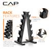 CAP 150 LB Rubber Coated Hex Dumbbell Hand Weight Set with Vertical Storage Rack - Chrome Handle | Black Rack view 4