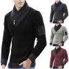 tuduoms Men's Slim Fit Knitted Sweater Scarf High Collar Ribbed Pullovers Warm Winter Turtle Cowl Neck Patchwork Jumper Tops view 1