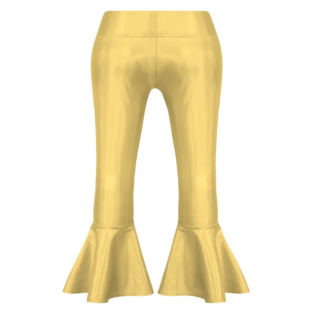 FEESHOW Kids Girls Metallic Splice Sports Dance Leggings Pants Athletic Workout Active Yoga Compression Tights A Gold 14 Years