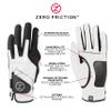 Zero Friction Men's Compression-Fit Synthetic Golf Glove (2 Pack), Left Hand, White/Red,One Size view 2
