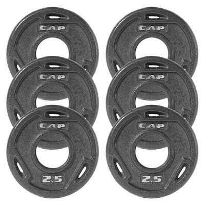 CAP Barbell 2-Inch Olympic Grip Weight Plate, 2.5 lb, Set of 6 Black
