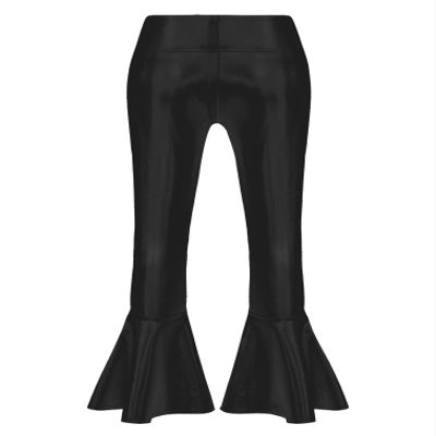 FEESHOW Kids Girls Metallic Splice Sports Dance Leggings Pants Athletic Workout Active Yoga Compression Tights A Black 10 Years