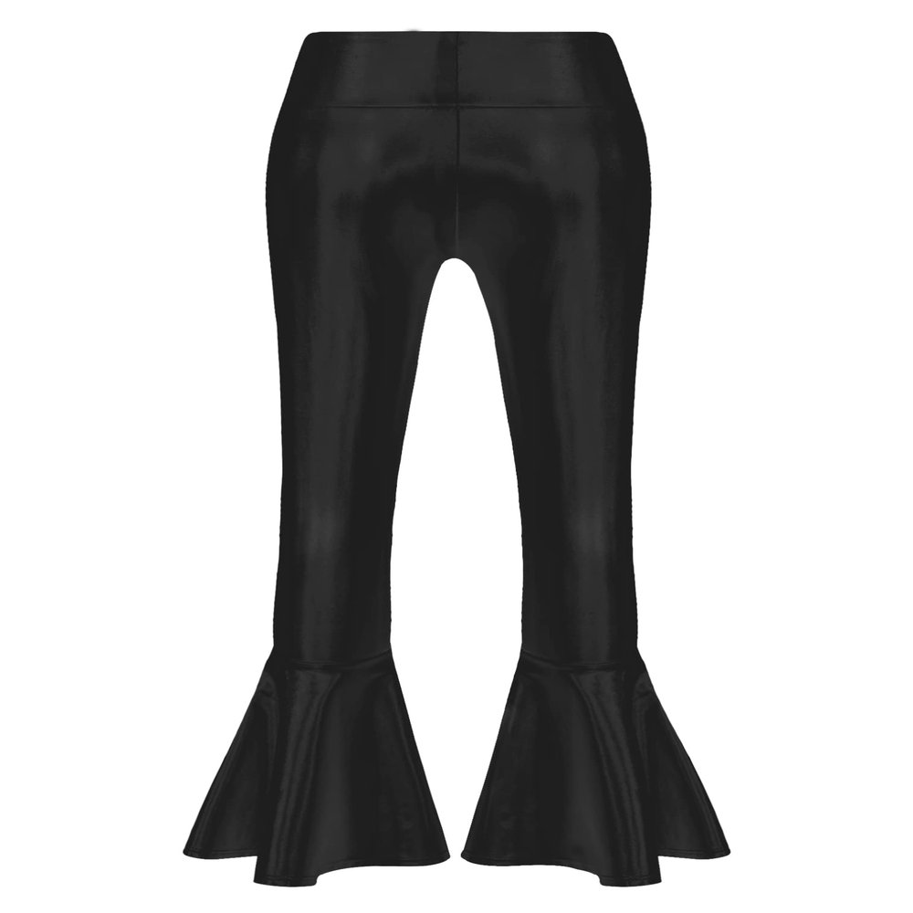 FEESHOW Kids Girls Metallic Splice Sports Dance Leggings Pants Athletic Workout Active Yoga Compression Tights A Black 10 Years
