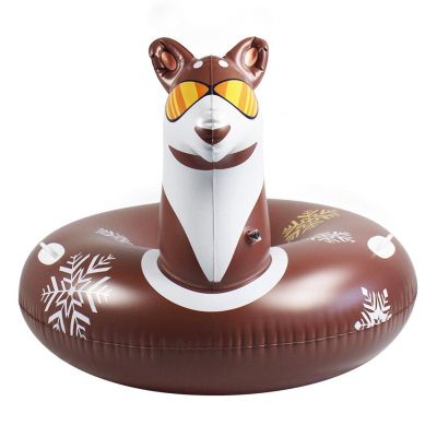 LJFLI Husky Shaped Snow Sledding Tube Inflatable Sled with Handle Cold Resistant High Elastic Inflatable Husky Ski Ring for Kids Adult