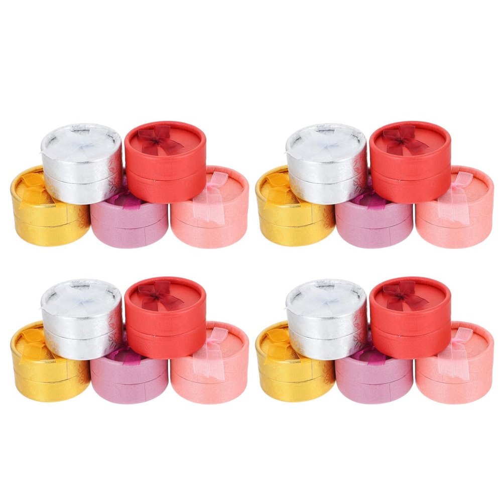 Cabilock 20pcs Round Jewelry Box Elegant Design for Earring and Bowtie Storage Pearlized Packaging