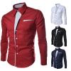 tuduoms Men's Inner Contrast Dress Shirt Formal Classic Button Down Casual Long Sleeve Striped Collar Slim Fit Work T-Shirt view 1