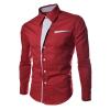 tuduoms Men's Inner Contrast Dress Shirt Formal Classic Button Down Casual Long Sleeve Striped Collar Slim Fit Work T-Shirt view 2