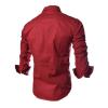 tuduoms Men's Inner Contrast Dress Shirt Formal Classic Button Down Casual Long Sleeve Striped Collar Slim Fit Work T-Shirt view 3