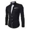 tuduoms Men's Inner Contrast Dress Shirt Formal Classic Button Down Casual Long Sleeve Striped Collar Slim Fit Work T-Shirt view 2