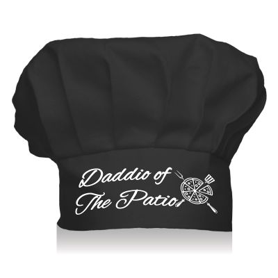 CREATCABIN Funny Chef Hat Daddio of The Patio Chef Hat Adjustable Elastic Kitchen Catering Cooking Cap for Dad's Birthday Father's Day Baker Men & Women Black Christmas
