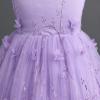 Flower Girl Fairy Tale Floral A-Line Spaghetti Strap Dress for Kids Wedding Junior Bridesmaid Ballerina Birthday Prom Formal Puffy Tulle Baptism Christening Cocktail Dresses Purple 2-3 Years view 4
