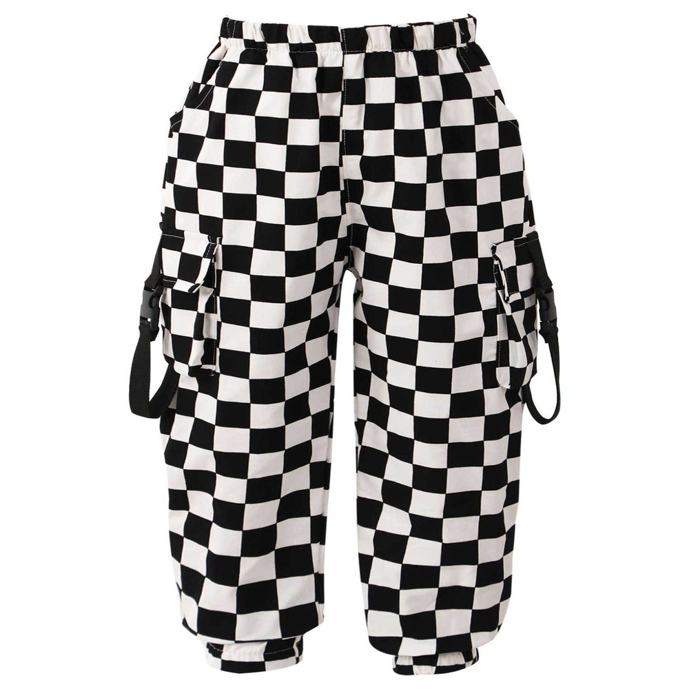 Oyolan Kids Girls Jogger Cargo Pants Loose Casual Baggy Sweatpants Jazz Hip Hop Street Dance Performance Trousers Type B Black 15-16 Years