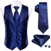 Barry.Wang Mens Royal Blue Suit Vest Paisley Jacquard Silk Ties Handkerchief Cufflinks Waistcoat Set Wedding Tuxedo 5PCS view 4