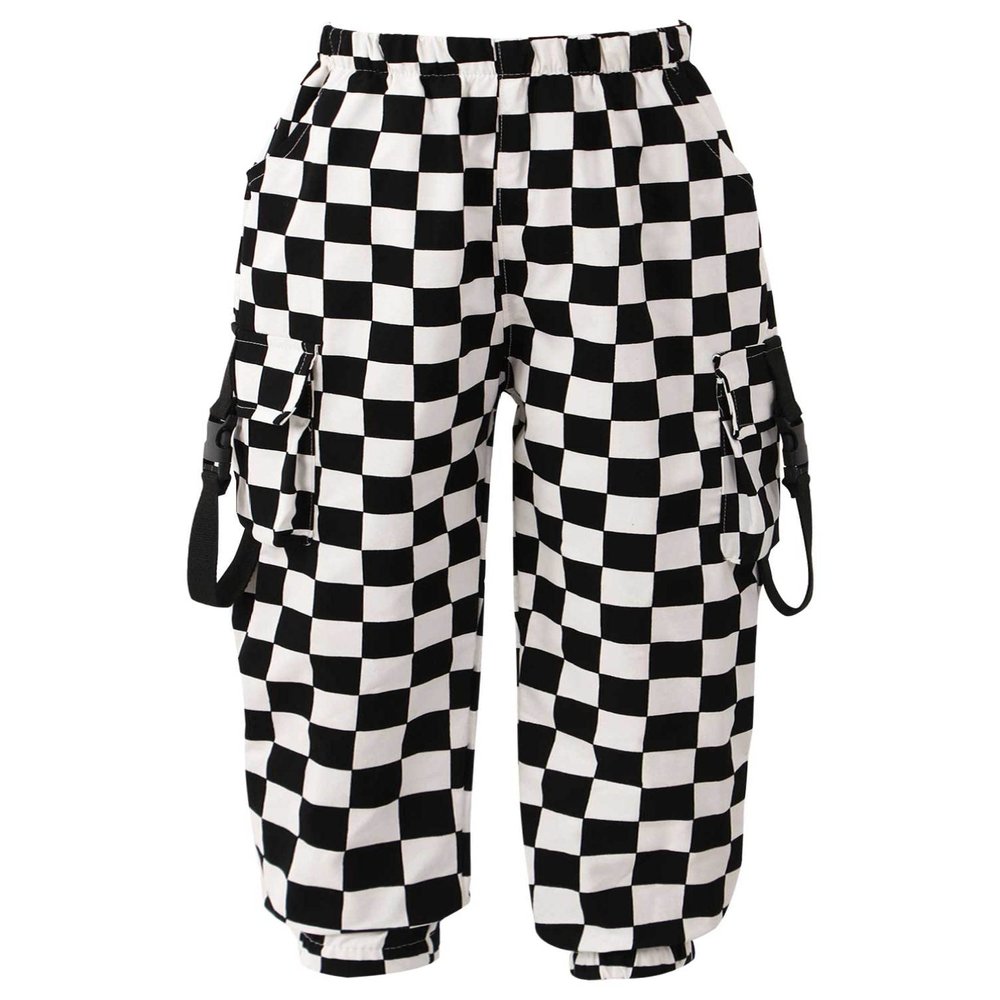 winying Kids Girls Jogger Cargo Pants Sweatpants with Pocket Sports Hip Hop Streetwear Trousers Baggy Pants Type B Black 9-10 Years