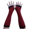 SYAYA Women Striped Long Fingerless Gloves, Winter Knitted Arm Warmers For Punk Rock/Cosplay/Goth/Christmas Party WM-S-G5 (Crimson & Black) view 1