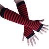 SYAYA Women Striped Long Fingerless Gloves, Winter Knitted Arm Warmers For Punk Rock/Cosplay/Goth/Christmas Party WM-S-G5 (Crimson & Black) view 3