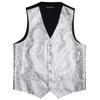 Barry.Wang Mens Silver Suit Vest Paisley Jacquard Silk Ties Handkerchief Cufflinks Waistcoat Set Wedding Party Tuxedo 5PCS view 2