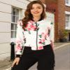 Allegra K Women's Bomber Jacket Satin Long Sleeve Zipper Floral Print Casual Fall Coat with Pocket Winter Outwear Small White Pink view 2