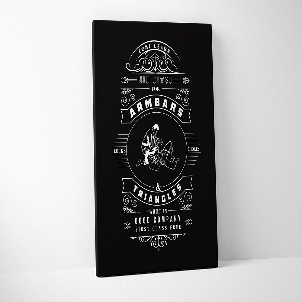 Damdekoli Vintage Jiu Jitsu Poster - Wall Art Brazilian BJJ - Martial Arts - Jujitsu (8 x 10 Inches - Canvas)