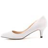 ChaiRong Zhou Women's Pointed Toe Low Heels PU Leather Dress Pumps,Slip On Candy Color Fashion Work Pump Shoes Z-White Faux Suede US 4.5 view 1
