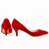 ChaiRong Zhou Women's Pointed Toe Low Heels PU Leather Dress Pumps,Slip On Candy Color Fashion Work Pump Shoes Red Faux Suede US 7 view 2