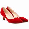 ChaiRong Zhou Women's Pointed Toe Low Heels PU Leather Dress Pumps,Slip On Candy Color Fashion Work Pump Shoes Red Faux Suede US 7 view 3