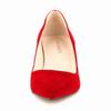 ChaiRong Zhou Women's Pointed Toe Low Heels PU Leather Dress Pumps,Slip On Candy Color Fashion Work Pump Shoes Red Faux Suede US 7 view 4