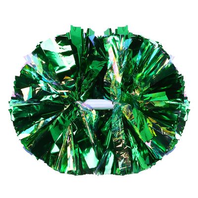 Hooshing 2PCS Green Pom Poms Cheerleading Rainbow Cheer Pom Poms with Baton Handle for Kids Girls School Sports Team Spirit Games Cheering
