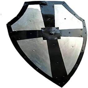 ARTIZANSTORE Fighting Shield Armour Shield Steel Knight Brass Cross Templar Fighting Shield Halloween Hand-Forged Gothic Layered Steel Cross Shield Medieval Battle Armor